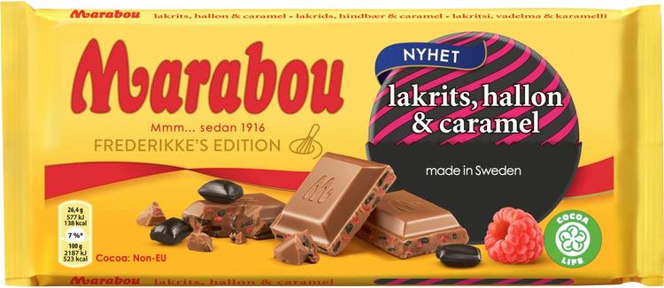 Marabou  Lakrits, hallon&caramel suklaalevy 185g