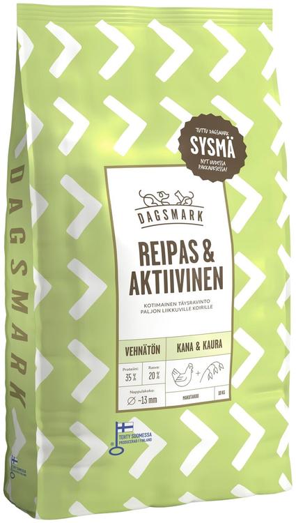 Dagsmark REIPAS & AKTIIVINEN koiran kuivaruoka vehnätön kana-kaura 10kg