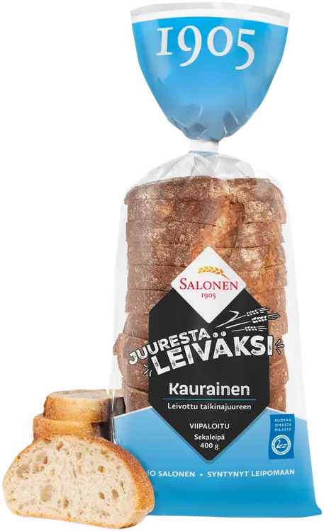 Leipomo Salonen Juuresta leiväksi Kaurainen viipaloitu 400 g sekaleipä, viipaloitu