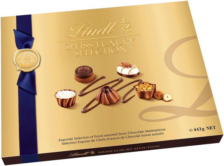 Lindt SWISS LUXURY SELECTION valikoima sveitsiläisiä suklaakonvehteja 443g