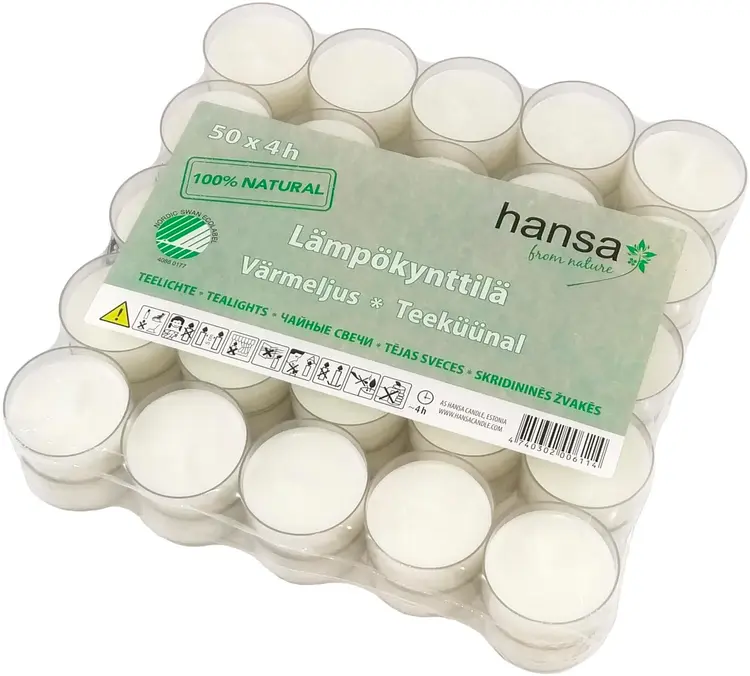 Hansa Candle muovikuppi lämpökynttilä JOUTSENM. 4 t 50kpl
