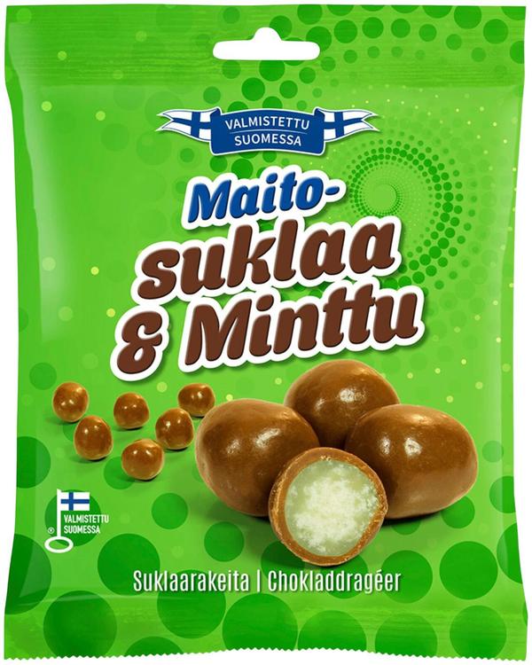 Finlandia Candy Maitosuklaa&minttu 85g maitosuklaakuorrutteisia mintunmakuisia makeisia