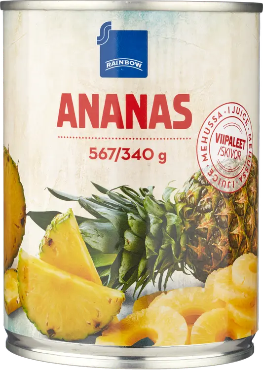 Rainbow ananasviipaleet ananasmehussa 340 g