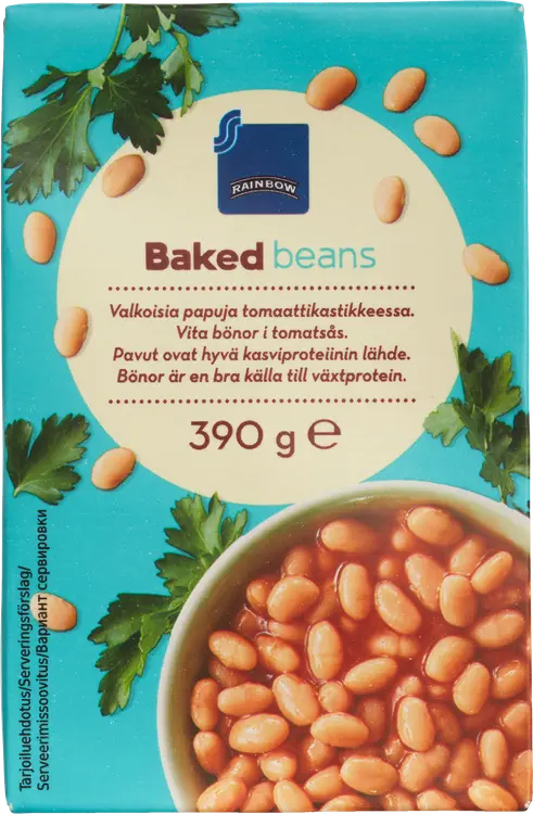 Rainbow valkoiset pavut tomaattikastikkeessa 390 g