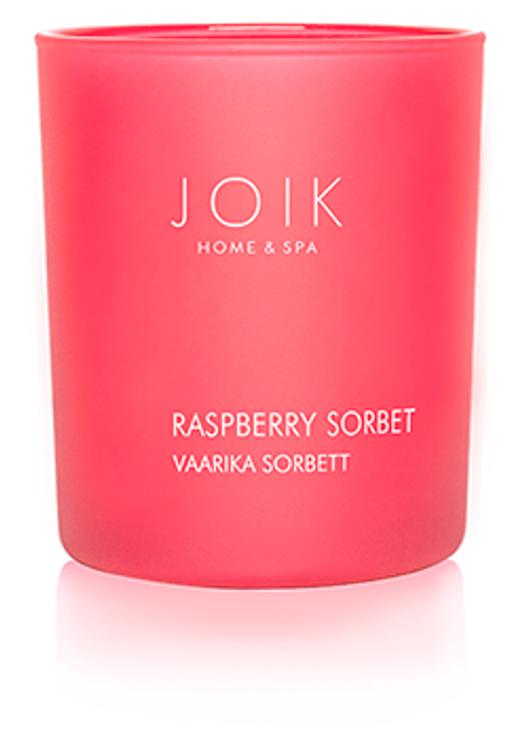 Joik home & spa rapsivahast lõhnaküünal vaarika sorbett, 150 gr, värvilises klaasis