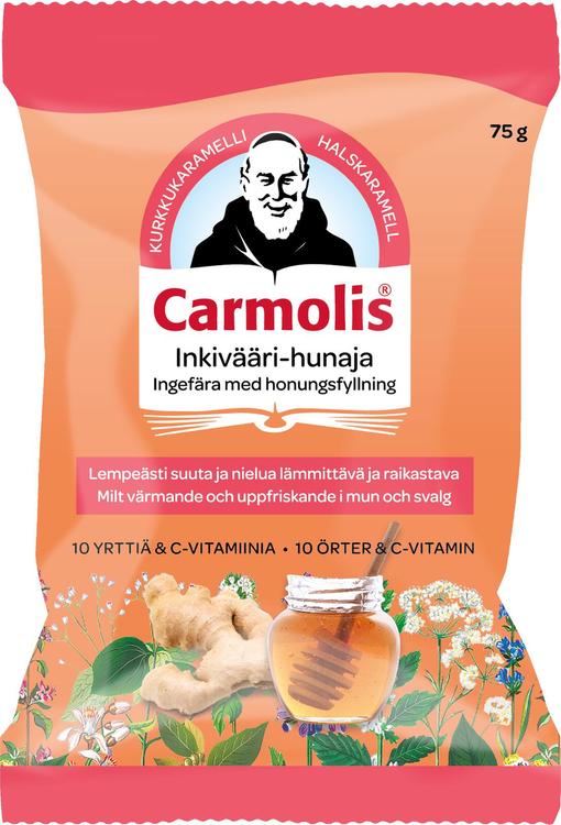 Carmolis Hunajainen inkivääri yrttikaramelli 72g