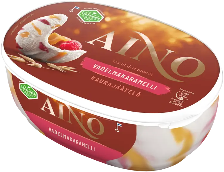 Aino Vadelmakaramelli vegaaninen kaurajäätelö 508g/850ml