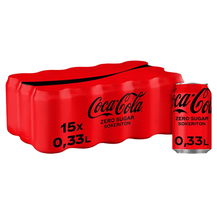 15-pack Coca-Cola Zero Sokeriton virvoitusjuoma tölkki 0,33 L