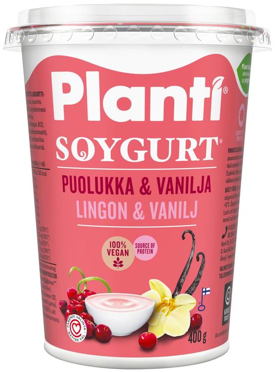 Planti puolukka & vanilja soygurt soija hapatettu jogurttihapatteella 400g