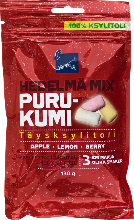 Rainbow 130g purukumi mix hedelmämix täysksylitoli