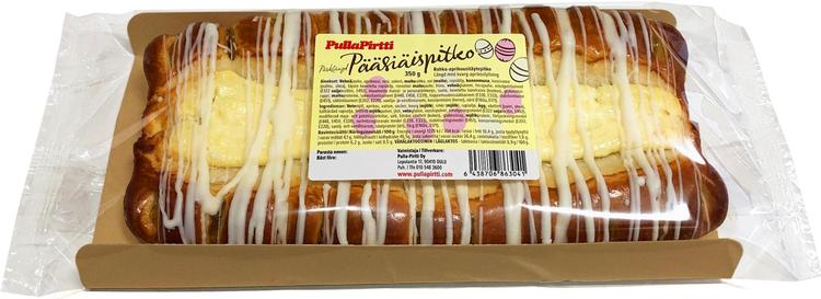 Pulla-Pirtti Pääsiäispitko 350g laktoositon rahka- ja aprikoositäytteinen pullapitko