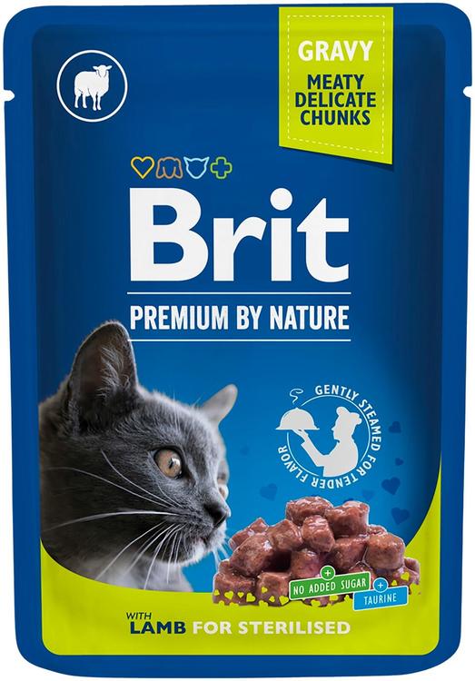 Brit Premium by Nature Lammasta kastikkeessa steriloiduille kissoille 100 g