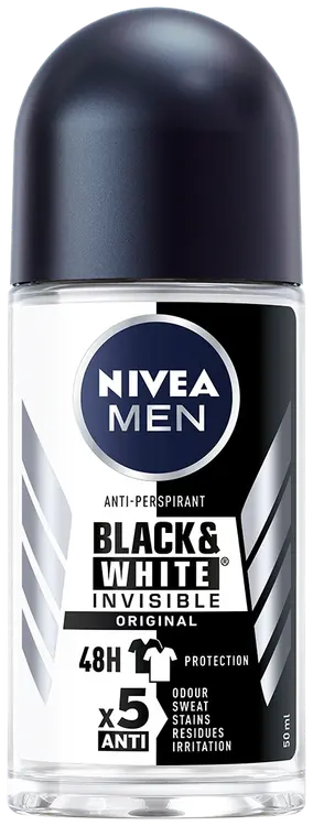 NIVEA MEN 50ml Black & White Invisible Original Deo Roll-on -antiperspirantti