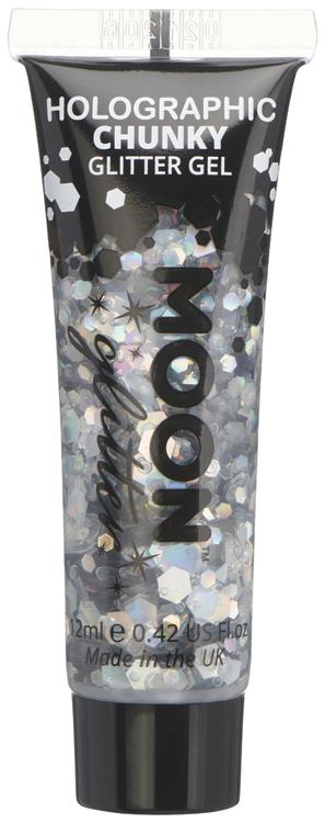 Holografinen hopea glittergeeli suuri kimalle 12 ml