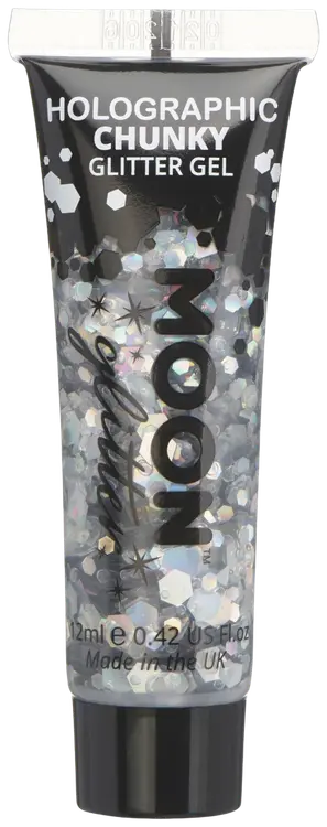 Holografinen hopea glittergeeli suuri kimalle 12 ml