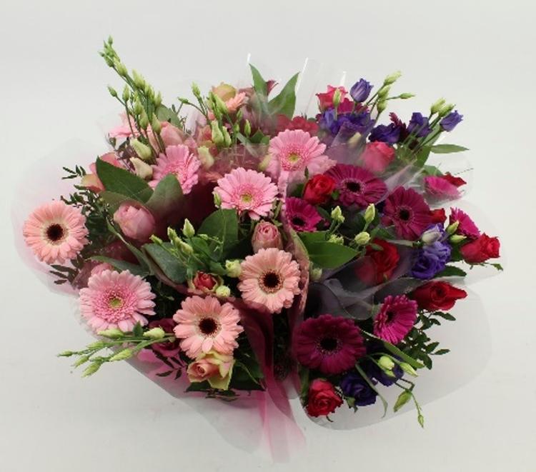 Kimppu Eustoma, lajitelma, monivärikimppu, 7 oksaa, 50cm