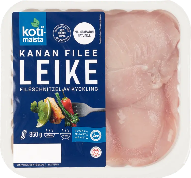 Kotimaista Maustamaton Kanan Fileeleike 350g