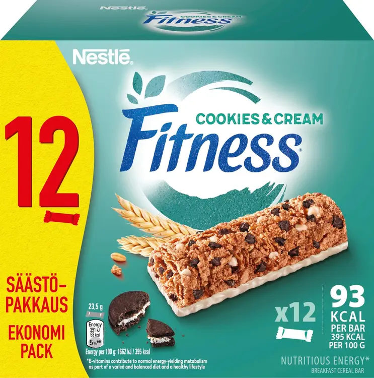 Nestlé Fitness 12x23.5g Cookies & Cream viljapatukka