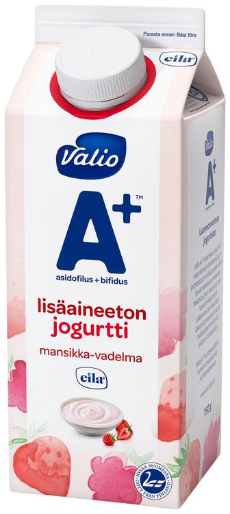 Valio A+™ lisäaineeton jogurtti 750 g mansikka-vadelma laktoositon