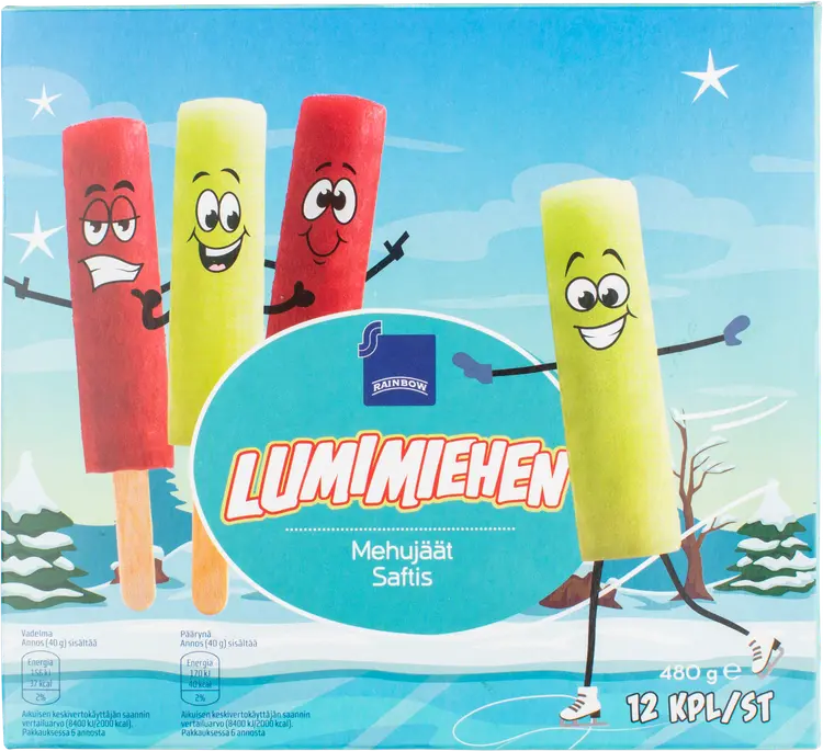 Rainbow 480g lumimiehen mehujäät 12kpl
