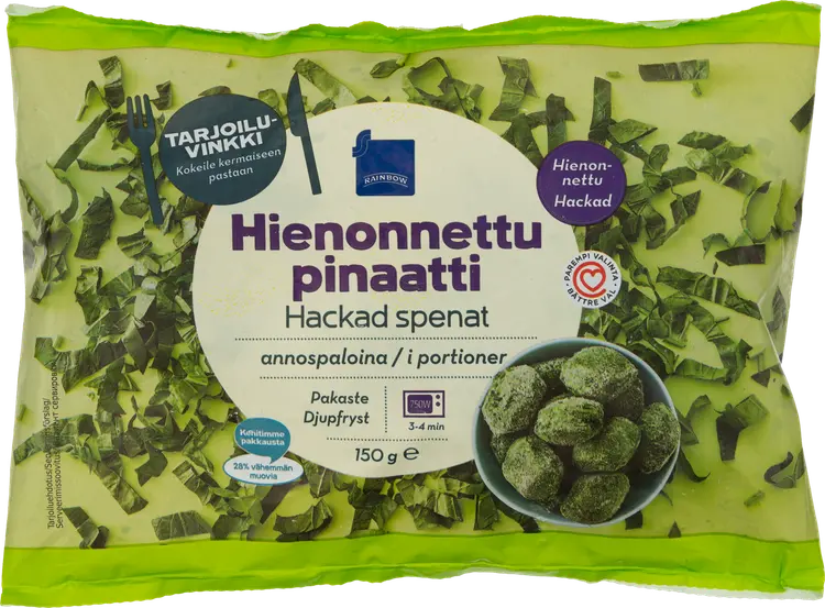 Rainbow hienonnettu pinaatti 150g pakaste
