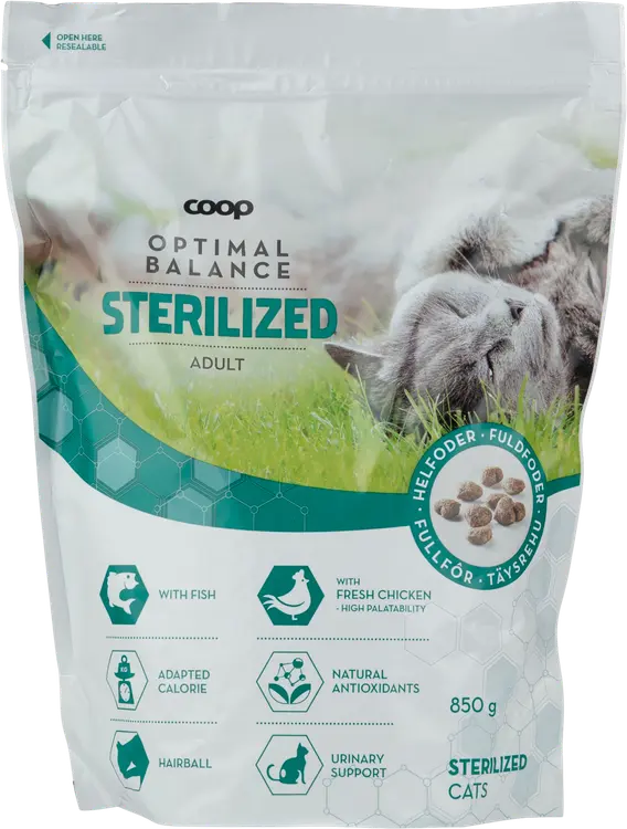 Coop Optimal steriloidun kissan kuivaruoka 850g