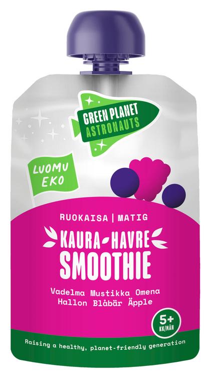 Green Planet Astronauts Luomu Kaurasmoothie vadelma-mustikka-omena 100g 5kk+