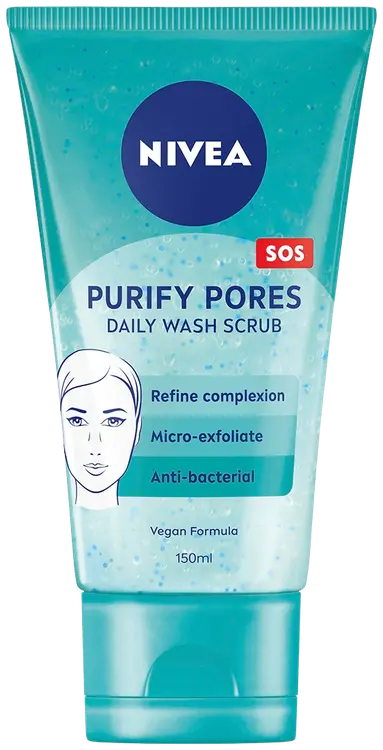 NIVEA 150ml Purify Pores Daily Wash Scrub -puhdistusgeeli