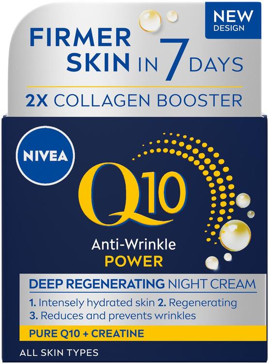 NIVEA 50ml Q10 Anti-Wrinkle Power Deep Regenerating Night Cream -yövoide