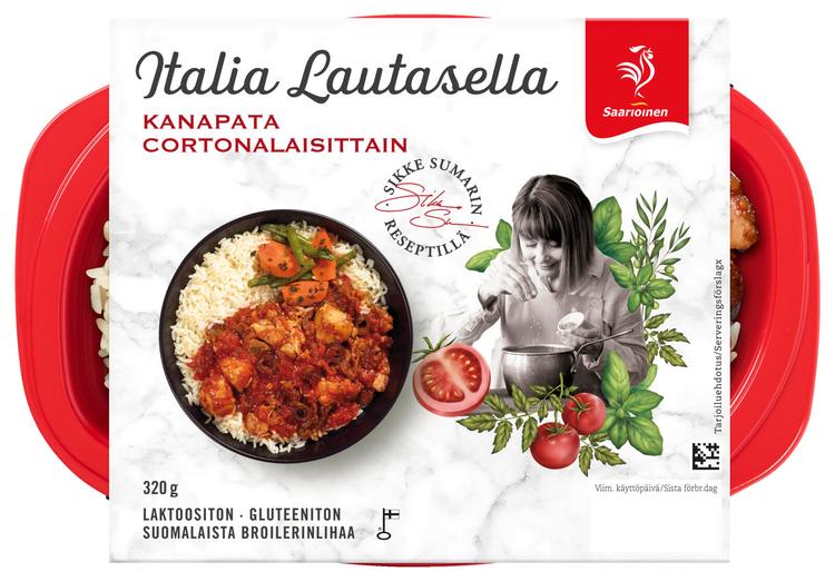 Saarioinen Kanapata cortonalaisittain; kanakastiketta, riisiä ja kasviksia 320g