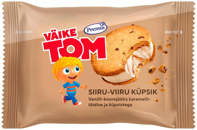 Väike Tom Siiru-viiru küpsik vanilli-koorejäätis karamellitäidisega 80g/140ml