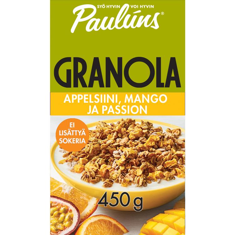 Pauluns apelsini-mango-grenadilliga granola-tüüpi hommiksöögihelbed 450 g