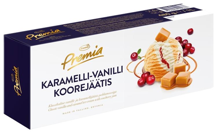 Vanilli- ja karamellijäätis pohlamoosiga, 1 l