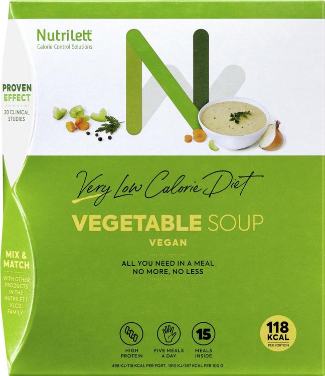 Nutrilett Vegan Vegetable Soup VLCD vegaaninen kasviskeitto, vähälaktoosinen, erittäin niukkaenergiainen ruokavalionkorvike painonhallintaan 15x33g