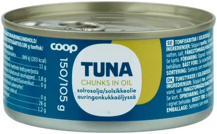 Coop tonnikala paloina auringonkukkaöljyssä 150/105 g