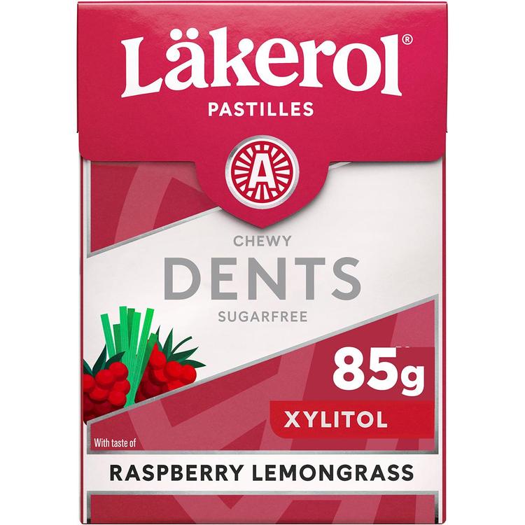 Läkerol Dents Raspberry Lemongrass ksylitolipastilli 85g