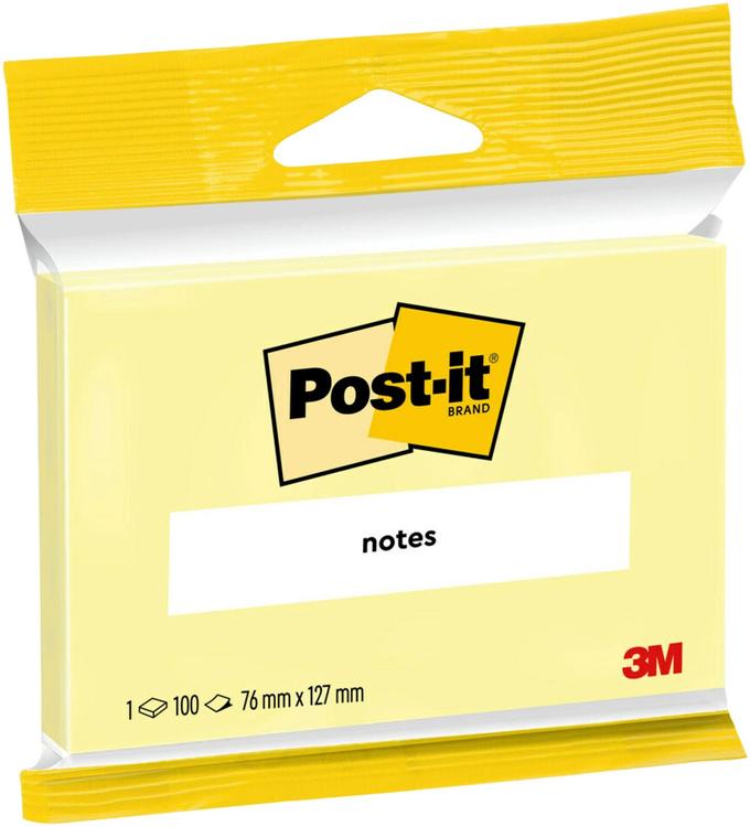 Post-it® viestilaput, Canary Yellow, 76 mm x 127mm, piikkipakattu, 100% PEFC CH18/0914