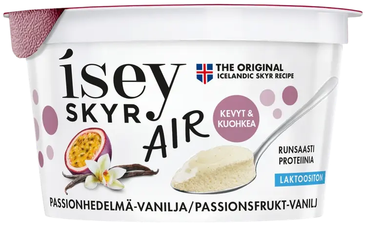 Isey Skyr Air Passionhedelmä-vanilja laktoositon maitovalmiste 125g