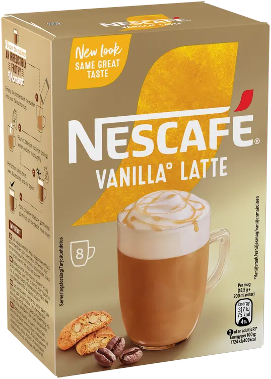Nescafé 8kpl/148g Vanilla Latte erikoispikakahvi annospussi