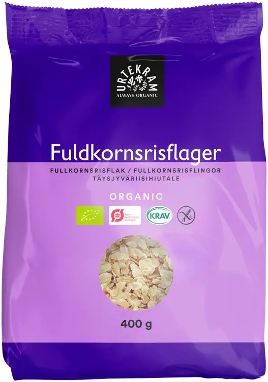 URTEKRAM luomu Täysjyvä riisihiutale gluteeniton 400g