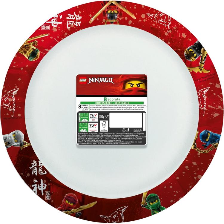 Lego ninjago lautanen 24cm 8 kpl