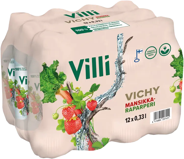 12 x Villi Vichy mansikka ja raparperi 0,33 l