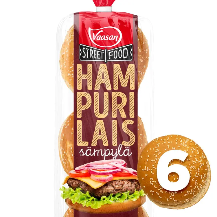 Vaasan Street Food Hampurilaissämpylä Classic 480 g 6 kpl