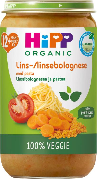 HiPP läätse bolognese ja pasta 12 kuud 250g