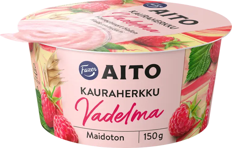 Fazer Aito Kauraherkku Vadelma fermentoitu kauravälipala 150 g