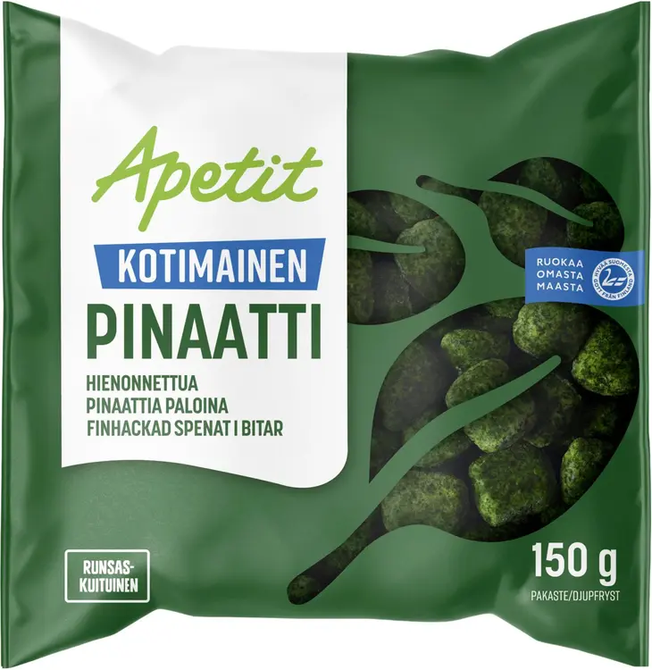 Apetit Kotimainen Hienonnettu pinaatti paloina pakaste 150g