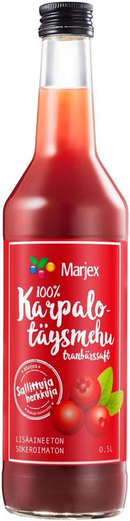 Marjex kylmäpuristettu karpalomehu 0,5l