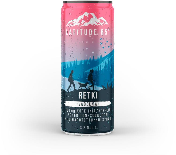 Latitude 65 Retki vadelman makuinen sokeriton energiajuoma 330 ml