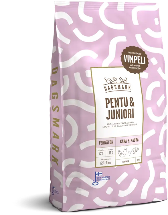 Dagsmark PENTU & JUNIORI koiran kuivaruoka vehnätön kana-kaura 10 kg