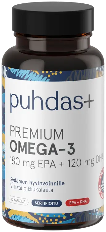Puhdas+ Omega-3 180mg EPA+120mg DHA 80 kaps